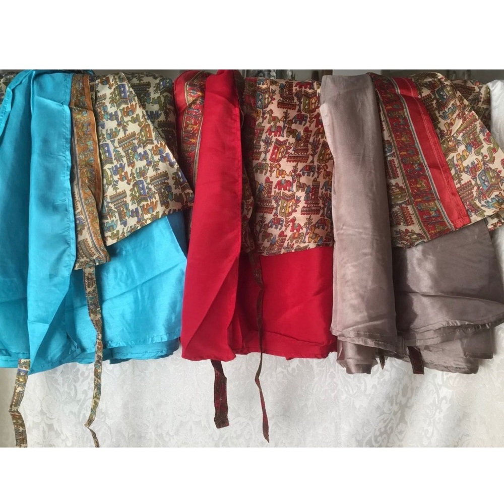 3 Festival Boho Hippie Peasant Sill Wrap Skirts